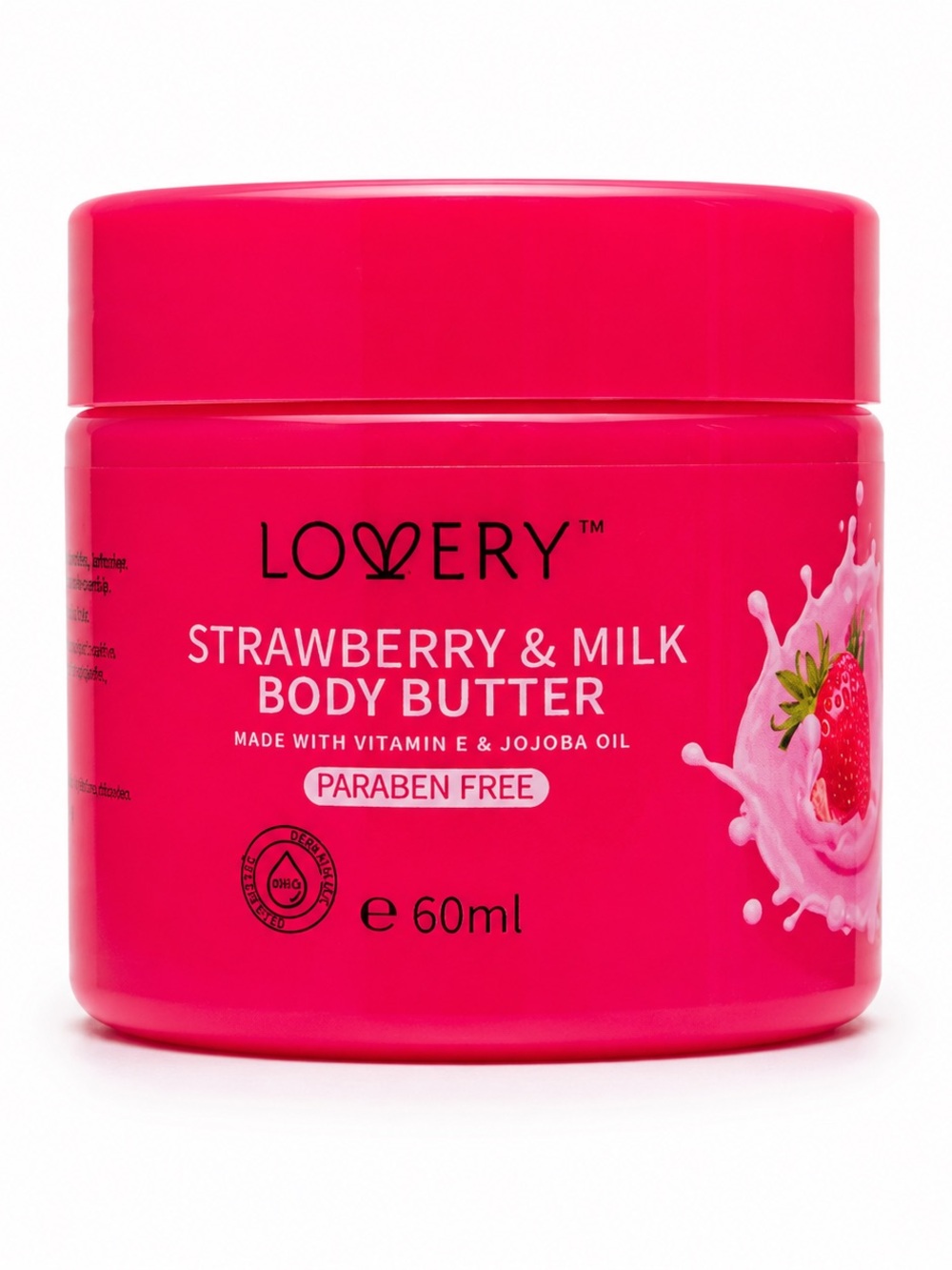 LOVERY Strawberry & Milk Body Butter Vitamin E & Jojoba Oil 60 mL (2.0 fl oz)